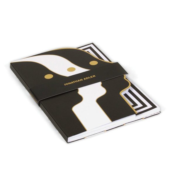 NEW! Jonathan Adler Atlas A5 Die Cut Notebook Journal 128 pages Stickers Gold - Picture 2 of 7